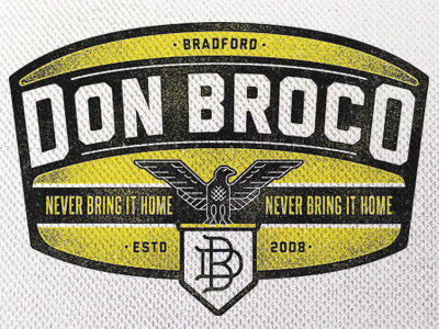 Don Broco badge crest design grunge lettering monogram texture vintage