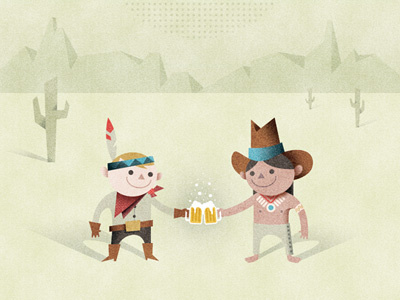 Be The Change beer cowboy help ink illustration indian