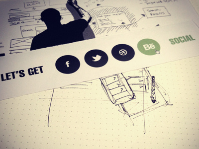 Let's get social behance black green sketch social links twitter