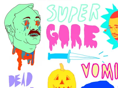 Super Gore berlin halloween head illustration knife