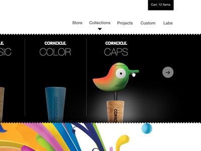 Corkcicle Dropdown bird cork drop down navigation product ui