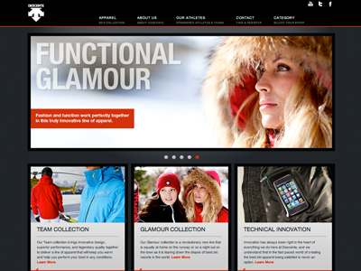 WIP - Descente Ski Website banner dark descente glamour layout mountain red ski slider website winter