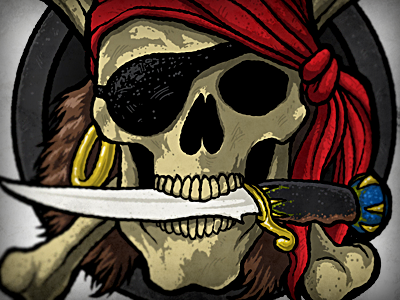 Pirate arrgh eye patch illustration knife pirate skull vector