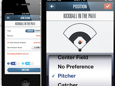 Position Picker app field form iphone picker recess sports