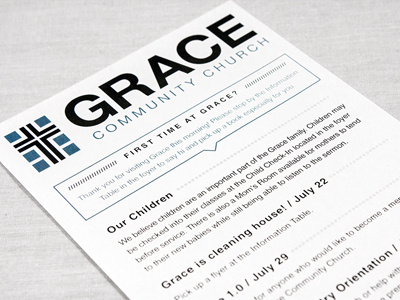 Printed Bulletin bulletin church cross god grace logo rebranding