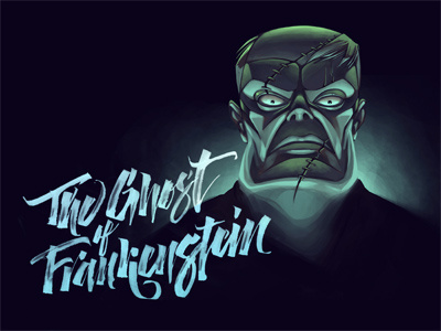 The Ghost of Frankenstein calligraphy frankenstein illustration