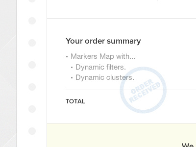 Order received e commerce light stamp summary