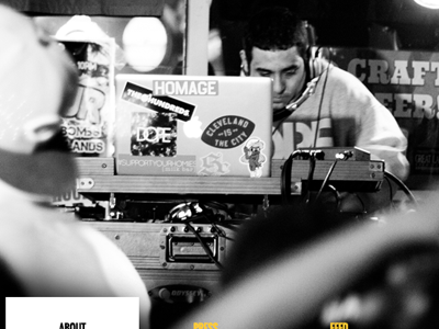 DJ Rob Stylz about about page black white black and white cleveland columbus columbus ohio design dj dj rob stylz fuck yeah grey music open oswald photography sans type ui web web page website