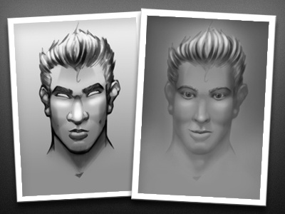 Portrait - Stage 2 greyscale illustration line art photoshop