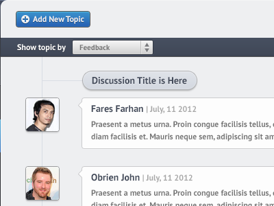 Discussion app avatar button dashboard dropdown rounded thumbnail title ui users webapp
