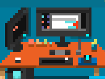 My Desk 8bit desk digital illustration juan carlos solon kickpixel pixel art