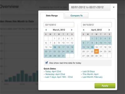 Analytics Date Picker analytics brightcove dashboard video cloud web