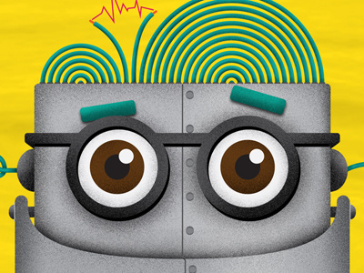 Robot Skateboard - WIP 2 blue eyes glasses hair robot skateboard wires yellow