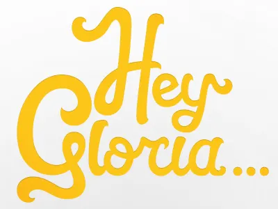 Hey Gloria birthday connected cursive custom handlettering lettering script swash t shirt yellow
