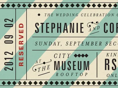 Atop the City RSVP ticket carnival design print rsvp ticket typography vintage wedding