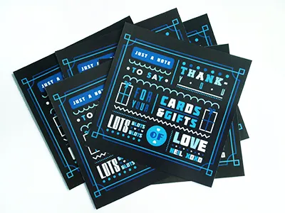 Finished Thank You Cards black blue cards design illustration lettering print thank you type white