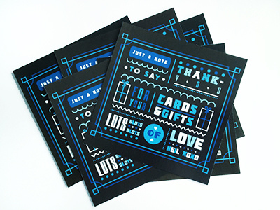 Finished Thank You Cards black blue cards design illustration lettering print thank you type white