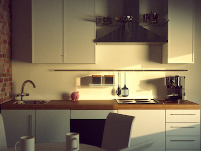 Kitchen 02 archviz c4d grading lighting maxwell mxm tutorial