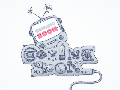 Coming Soon Machine activeden animation cartoon coming soon construction customizable flash gif hand drawn machine mechanism multicolor resizable themeforest under construction xml