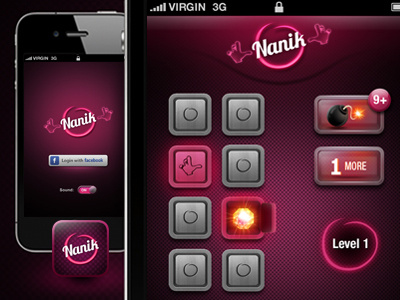 Game Screen Design app icon box design digital game glow iphone app pink