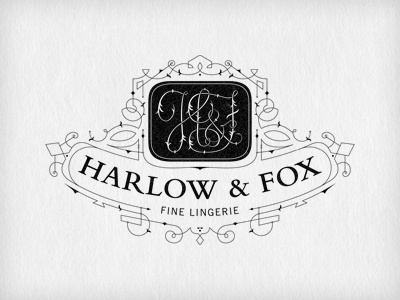 Harlow & Fox branding hand drawn identity lingerie logo mark monogram type typography