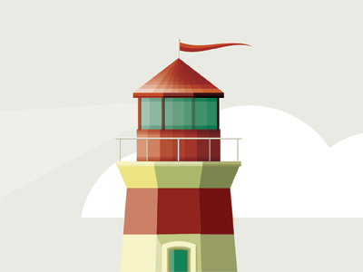 Lighthouse Studio bands boats clouds flag illustration lighthouse logo ountains rain ricks sea