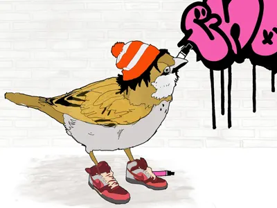 Self Portrait berlin bird city graffiti illustration nike pen postcard