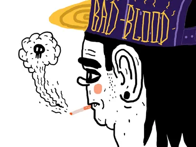 Bad Blood berlin cap city drawing graffiti illustration postcard smoking snapback