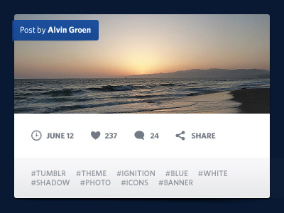 Tumblr Theme banner blue icons ignition photo post shadow theme tumblr white