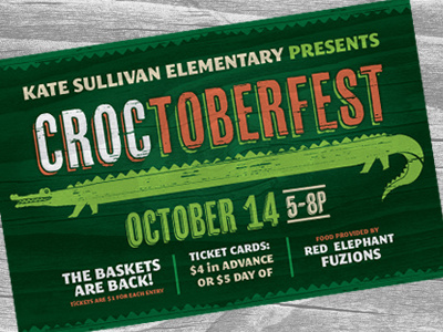 School Fundraiser Festival folk art green poster promortion