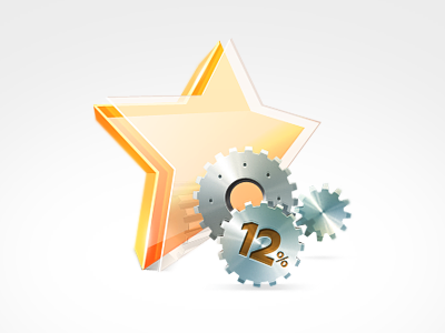 Mechanism gear icon money star