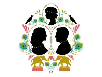 Carnival Wedding elephant invite minah bird silhouette vector wedding