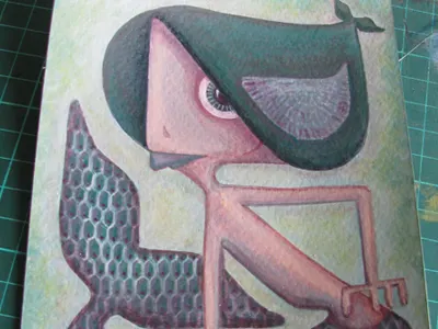 Mermaid Wip acrylic character illustration kids painted