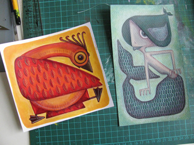 Bird & Mermaid WIP acrylic character illustration kids painted