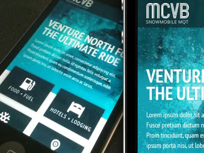 MCVB Snowmobile - Responsive design elegant seagulls icons iphone responsive snow snowmobile texture typography web website