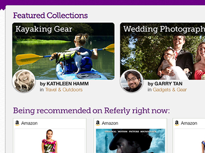 Featured Collections design interface profile referly timeline ui web design website