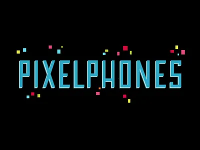 pixelphones project logo work blue lettering pixels rgb square
