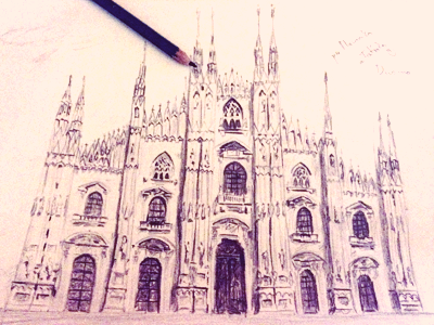 13 days in Milan church draw drawing duomo italy milan pencil sketch