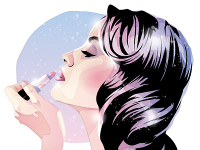Woman Applying Makeup art beauty cosmetics fashion girl illustration lipstick makeup pink portrait woman
