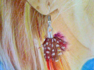 Feathers earring feather pastels