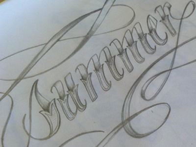 Summer hand lettering pencil sketch type