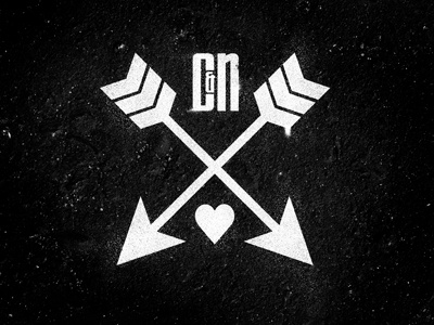 C&N arrow black heart logo paint texture vintage white