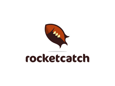 Rocketcatch Logo Design ball brown catch combo design football icon iconic icons logo rocket rocketcatch smart sports superbowl