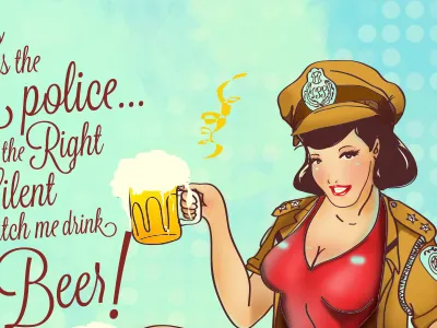 Beer Police pinup beer pin police up