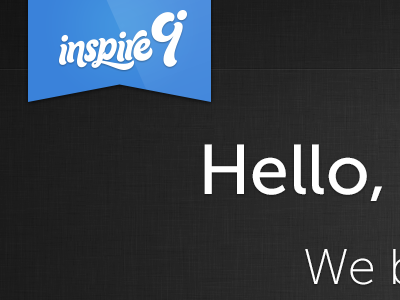 Inspire9 development landing page blue fabric hello landing ribbon sheen