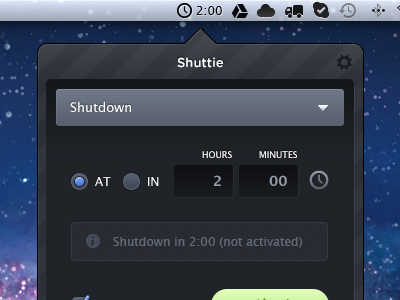 Shuttie app design down drop mac os osx restart shut shuttie timer ui x