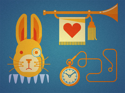 Rabbit hearts pocket watch rabbit trumpet