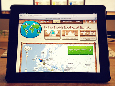 Trace.my Launch adventure blue brown globe green ipad launch t shirt trace.my travel wood world