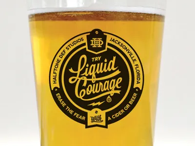 Liquid Courage Pint Glass Label halftone def studios liquid courage