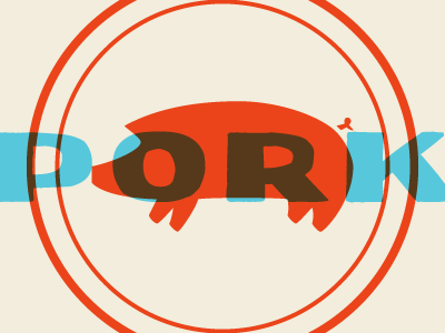 Pork icon illustration typography